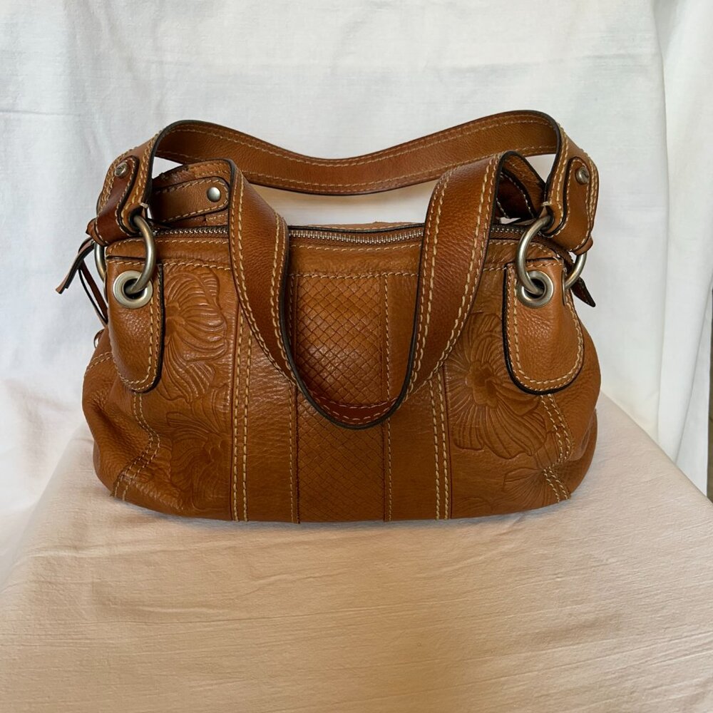 Fossil Tooled Leather Shoulder Bag